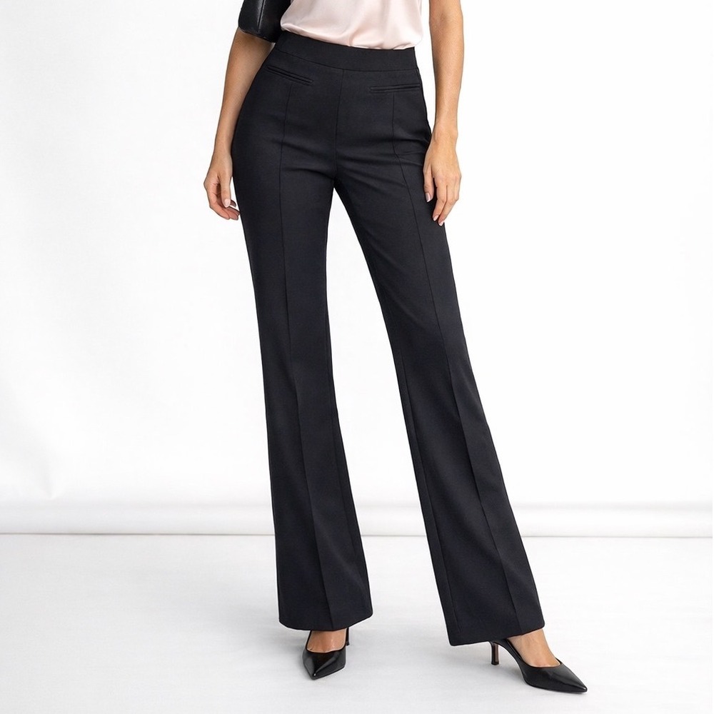 Vintage Y2K Tark 1 Paris Flare Dress Pants Sz T4 Black Pintuck Mid Rise‎ US 8/M